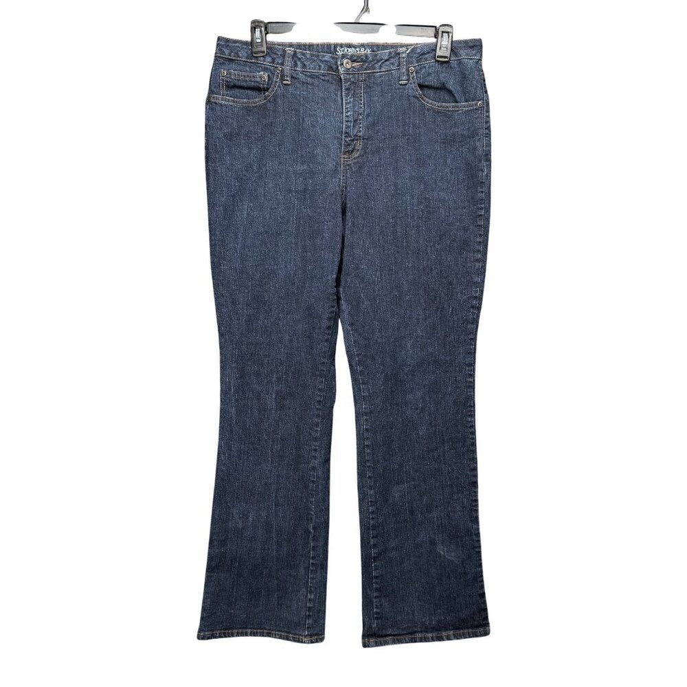 St. Johns Bay Womens Dark Wash Denim Jeans 16L Classic Bootcut Fit Comfortable